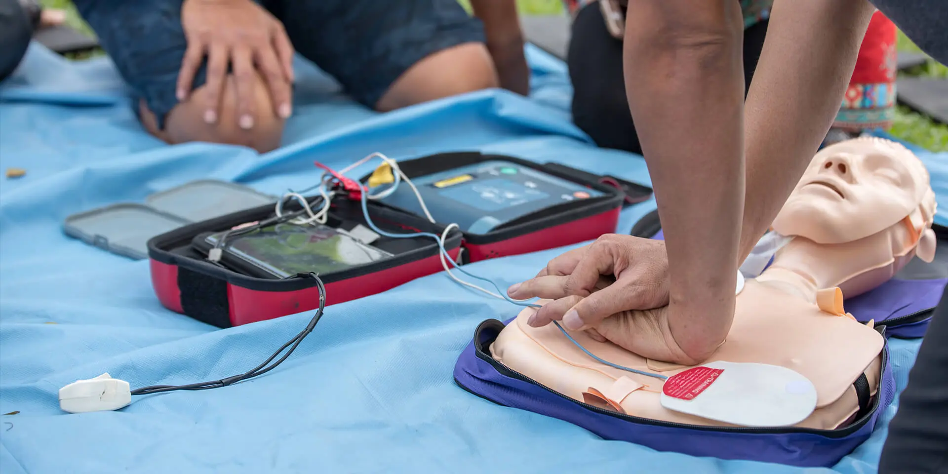 CPR and first aid training using automated external defibrillator device